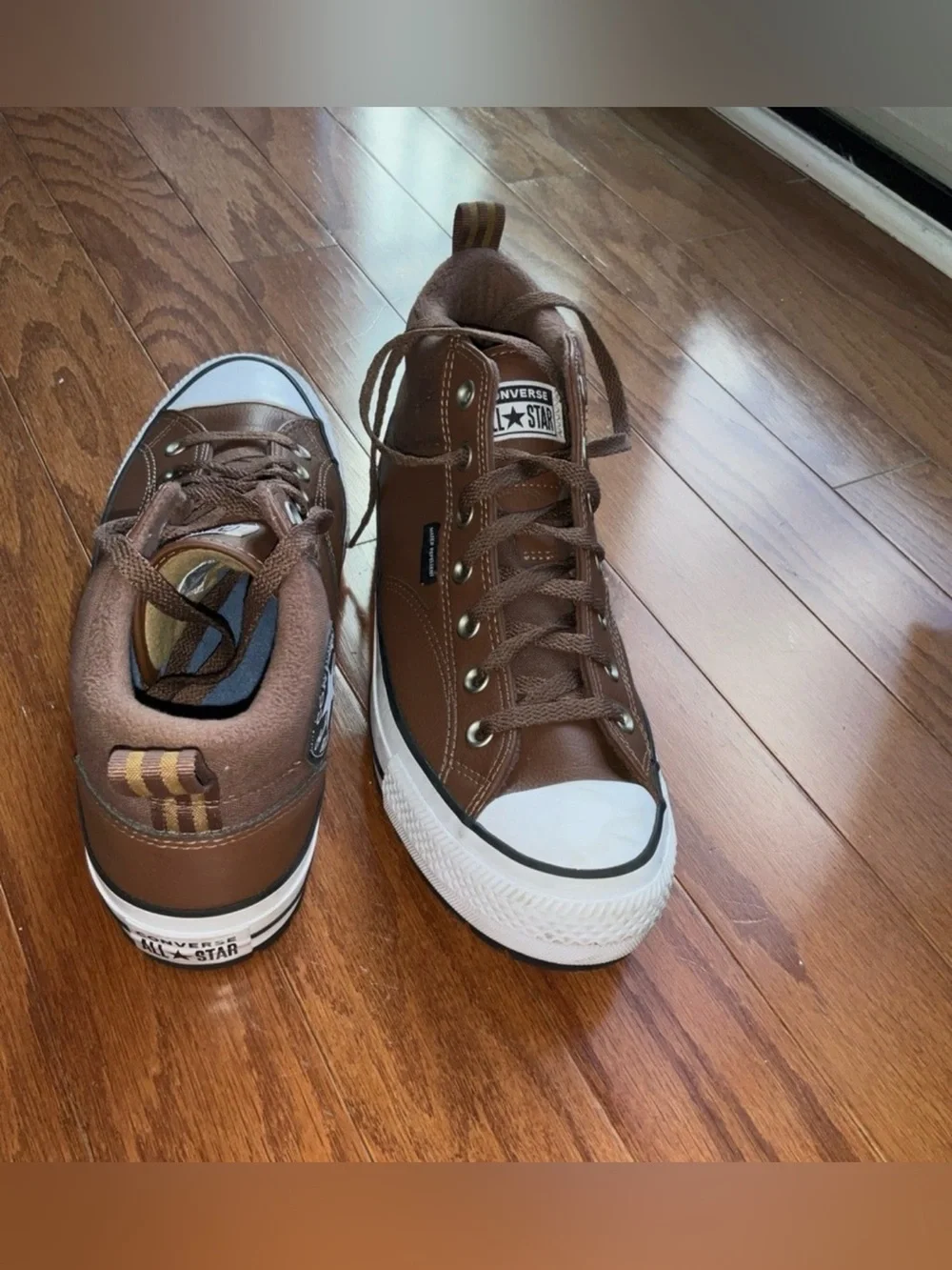 Converse Brown Leather Low-Top Sneakers with White Toe Caps
